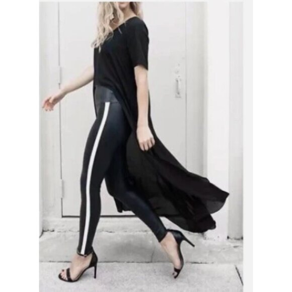 NWOT SPANX Shaping Faux Leather Side Stripe Leggings Pants - Picture 5 of 7